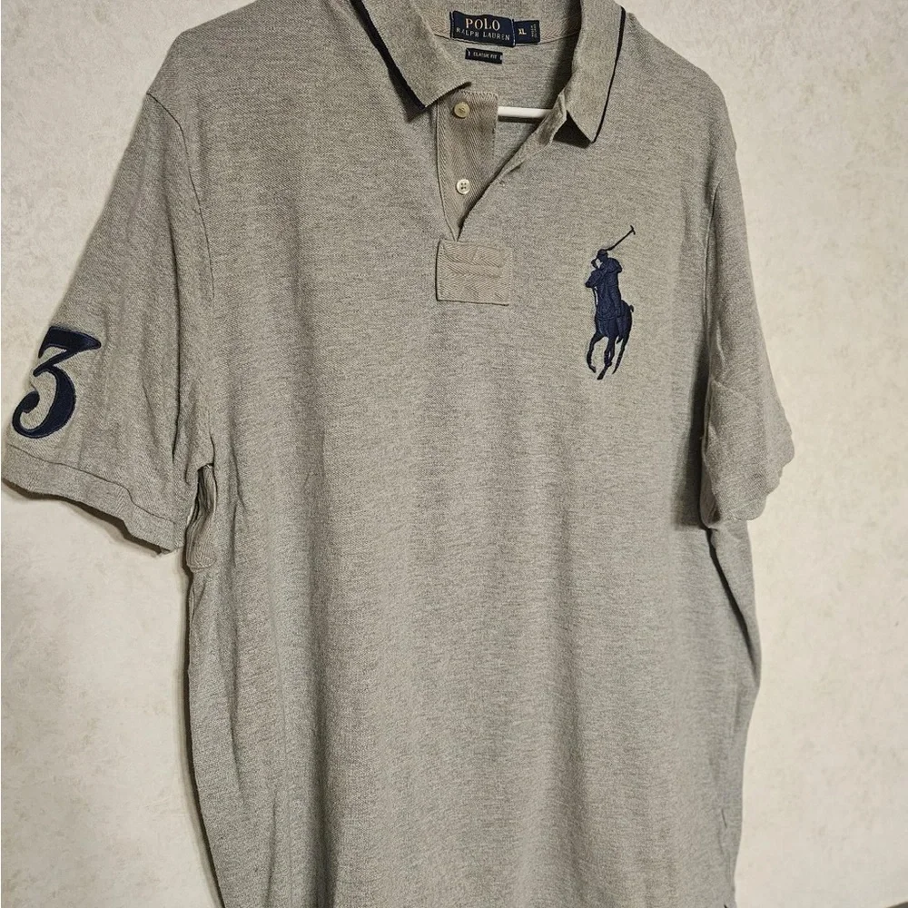 Ralph Lauren Gray Polo Shirt with‎ Navy Logo